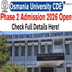 Osmania University CDE Phase II Admission Begins for Session 2026; Apply Online @oucde.net